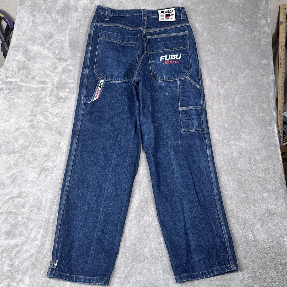 Vintage Y2K FUBU Carpenter Jeans Logo Baggy Skater Hip Hop Men's 32x31